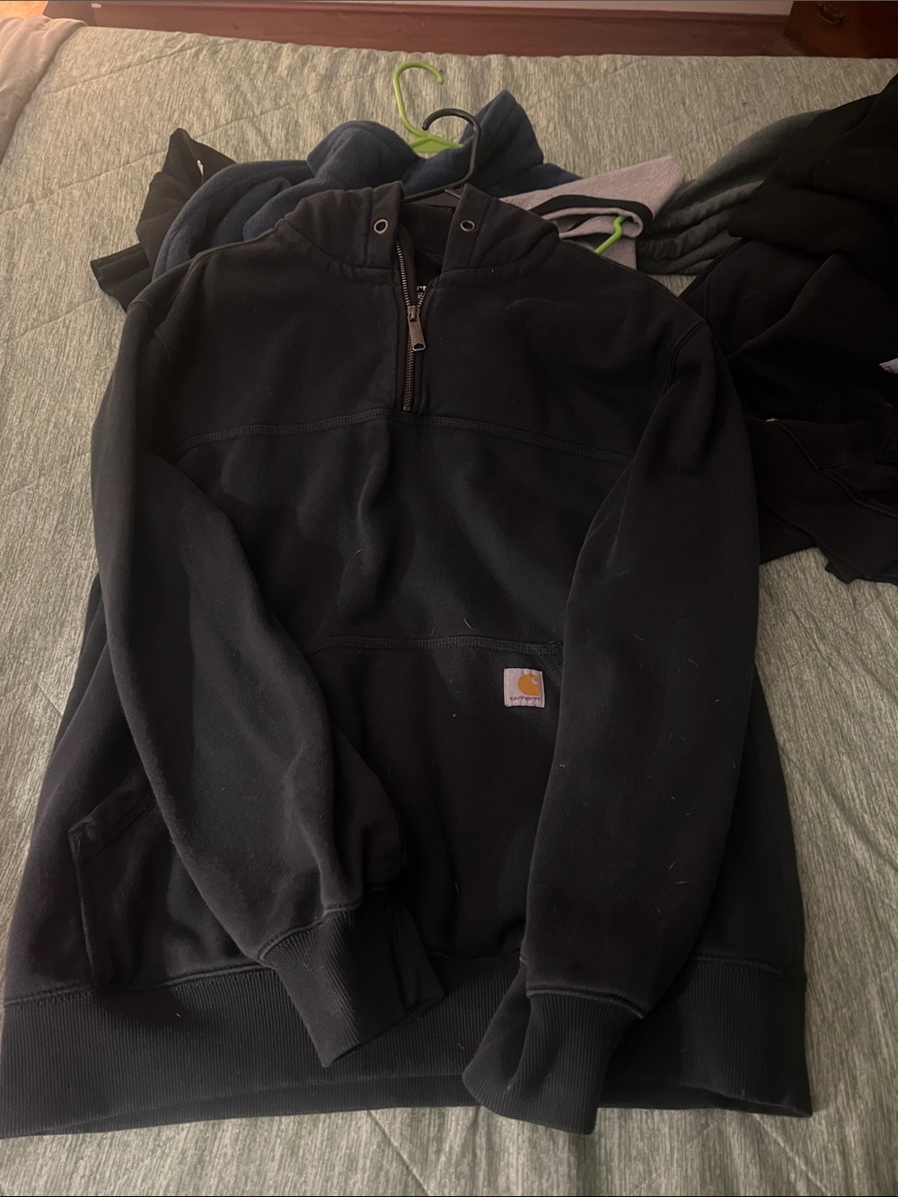 Carhartt Men's Black Hooded Zip-Neck Sweatshirt